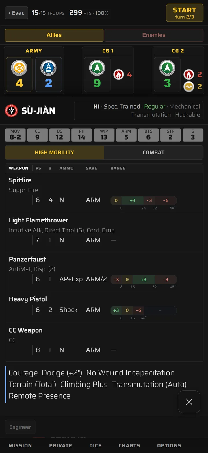 A trooper profile during play